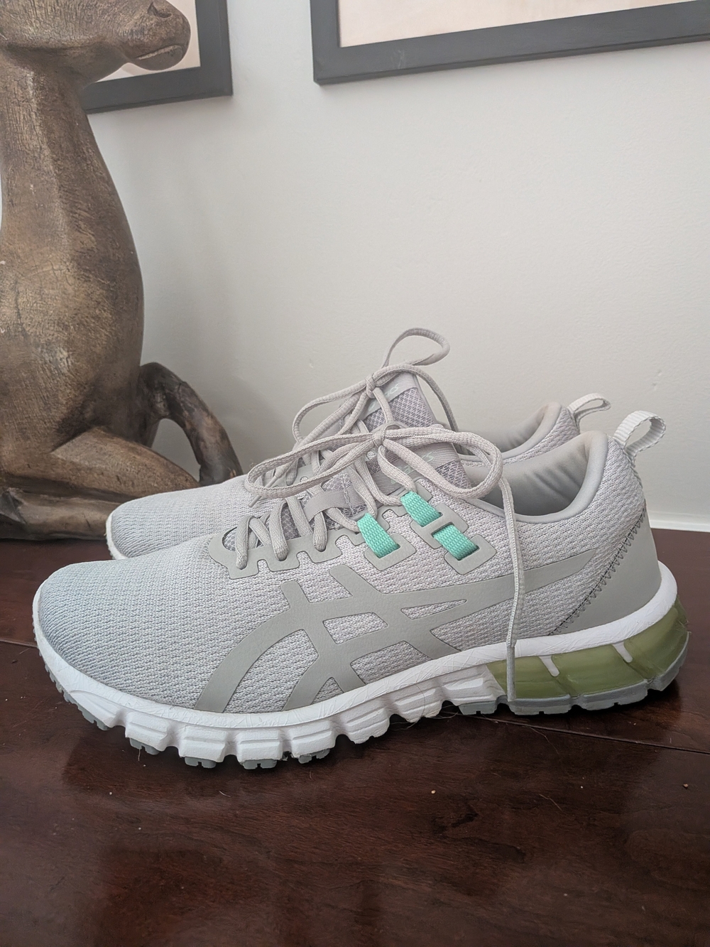 Asics Light Gray Women's Running Sneakers with Mint Accents